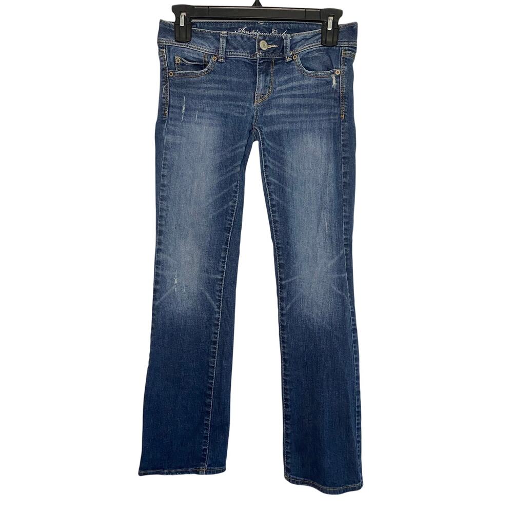 Womens American Eagle Slim Boot Cut Blue Jeans Size 8 Low Rise 90s Y2K